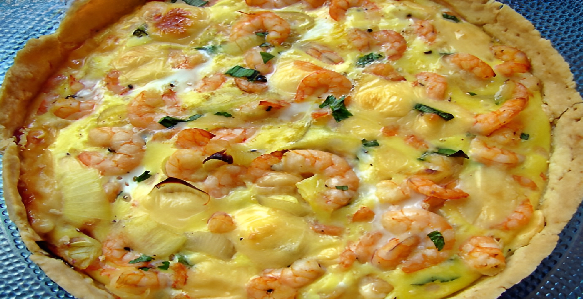 Quiche aux crevettes et au fromage à la crème