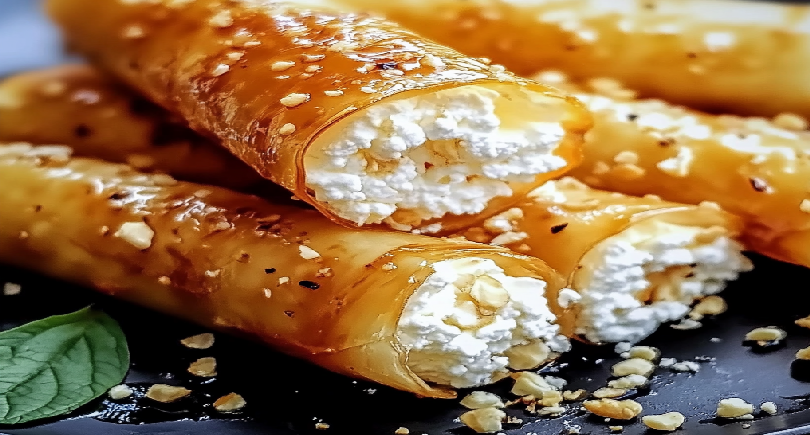 Roulés croustillants de feta au miel épicé