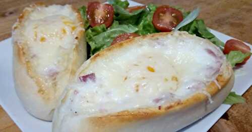 Les egg boats jambon fromage 