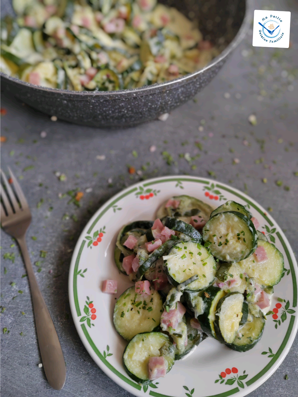 Rondelles de courgettes au St-morêt et dés de jambon