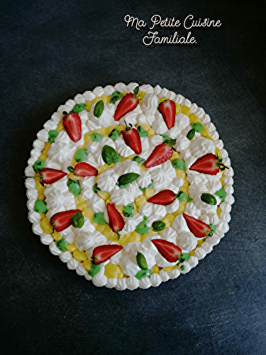Tarte Fantastik citron, basilic sur palet breton