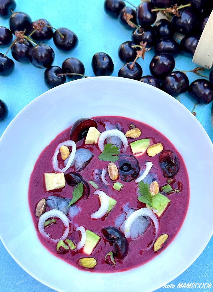 Ceviche de gambas aux cerises