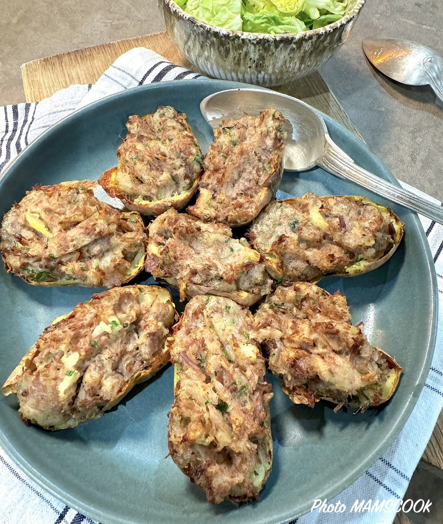 Pommes de terre farcies au confit de canard