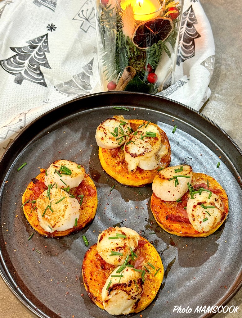 Noix de Saint Jacques sur galette de butternut