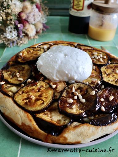 Pizza tatin d’aubergine à la burrata 