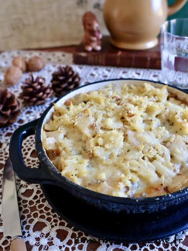 Gratin de risoni à la poire, gorgonzola et noix (Un fruit, trois recettes) 