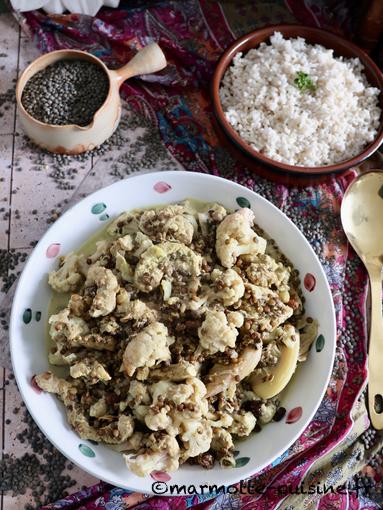 Curry de dinde aux lentilles et au chou-fleur 