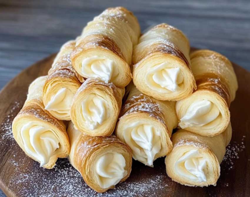 Cônes feuilletés à la crème pâtissière