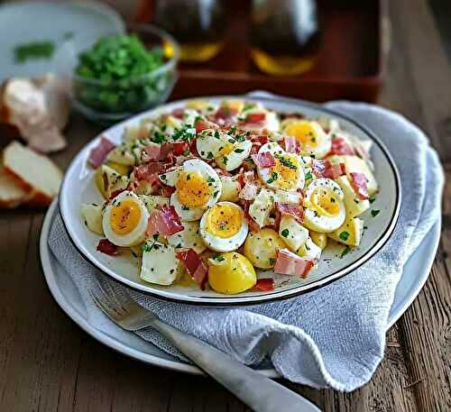 Salade pommes de terre aux lardons et œufs