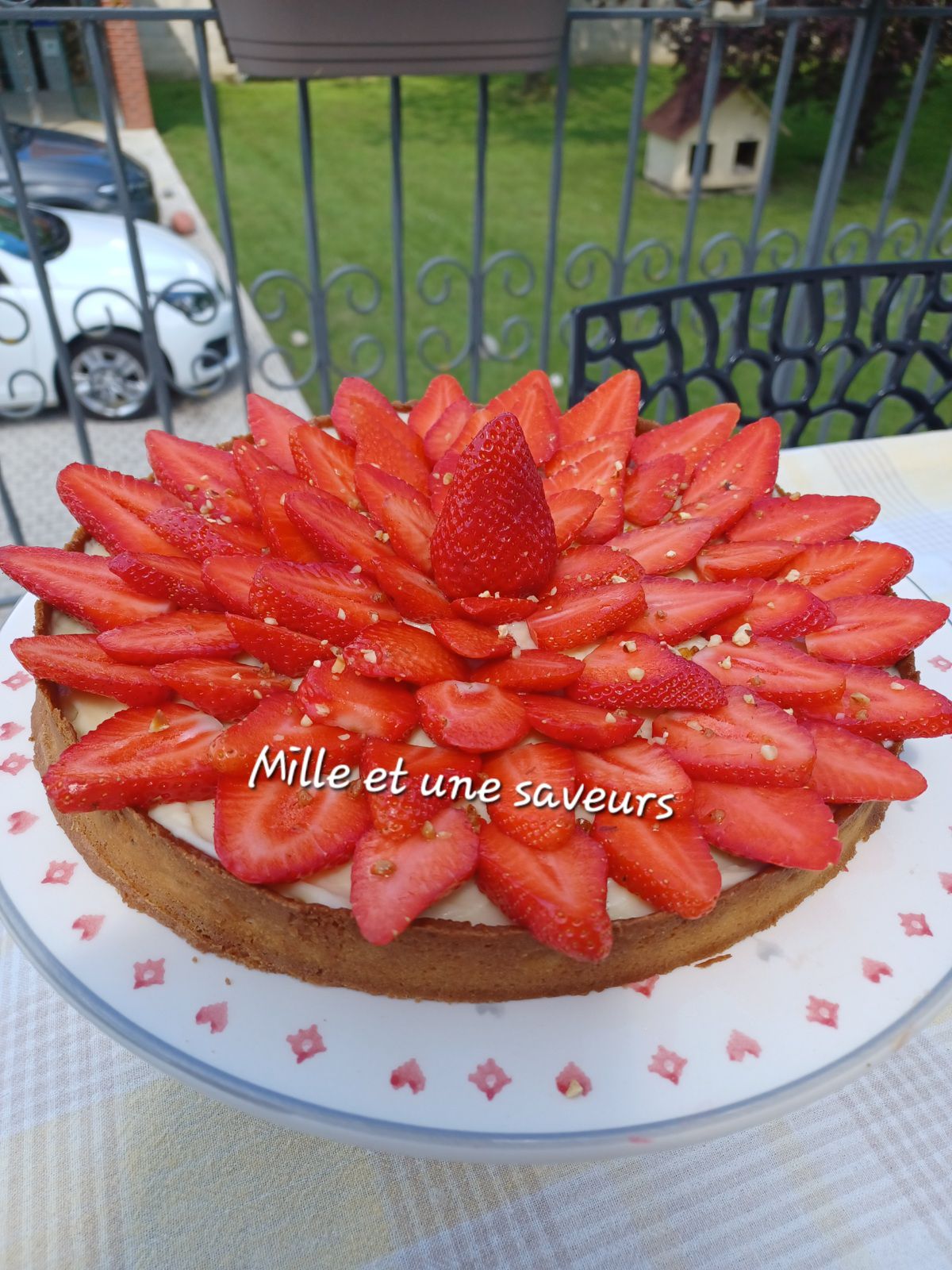 Tarte aux fraises avec sa crème d'amandes et crème pâtissière