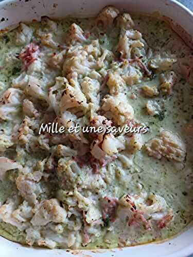 Gratin de chou fleur bacon et pesto