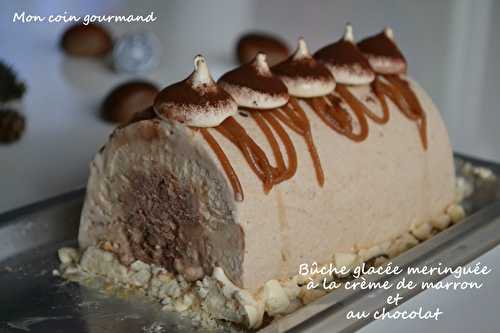 Bûche glacée meringuée "crème de marron-chocolat"