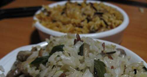 Poêlée de riz au poireau, raisins secs et champignons