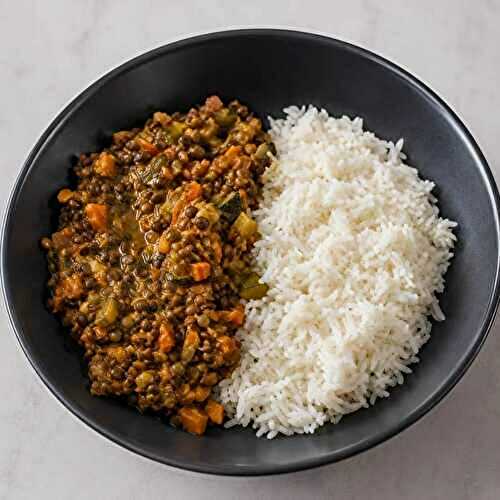 Recette de lentilles vertes au curry et lait de coco (dahl végétarien facile)