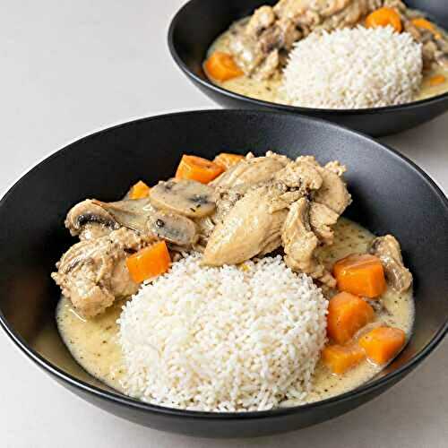 Recette blanquette de dinde aux champignons rapide en 40 minutes