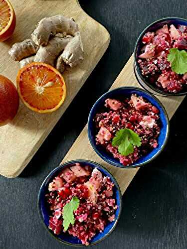 Salade d'hiver: betterave, grenade et fêta