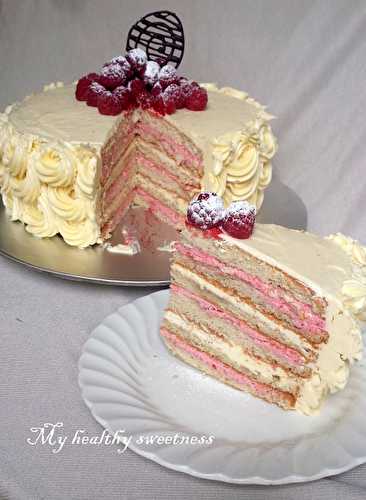 Layer cake "so romantic"- chocolat blanc /framboise sans gluten