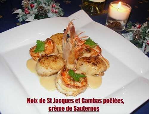St Jacques et Gambas poêlées sauce Sauternes
