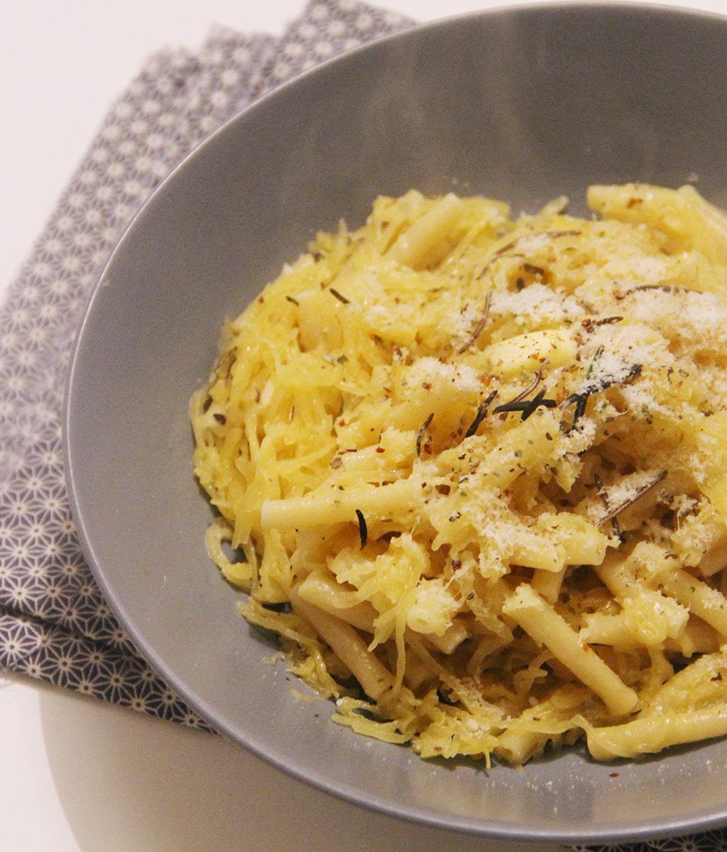 Macaroni à la courge spaghetti et parmesan