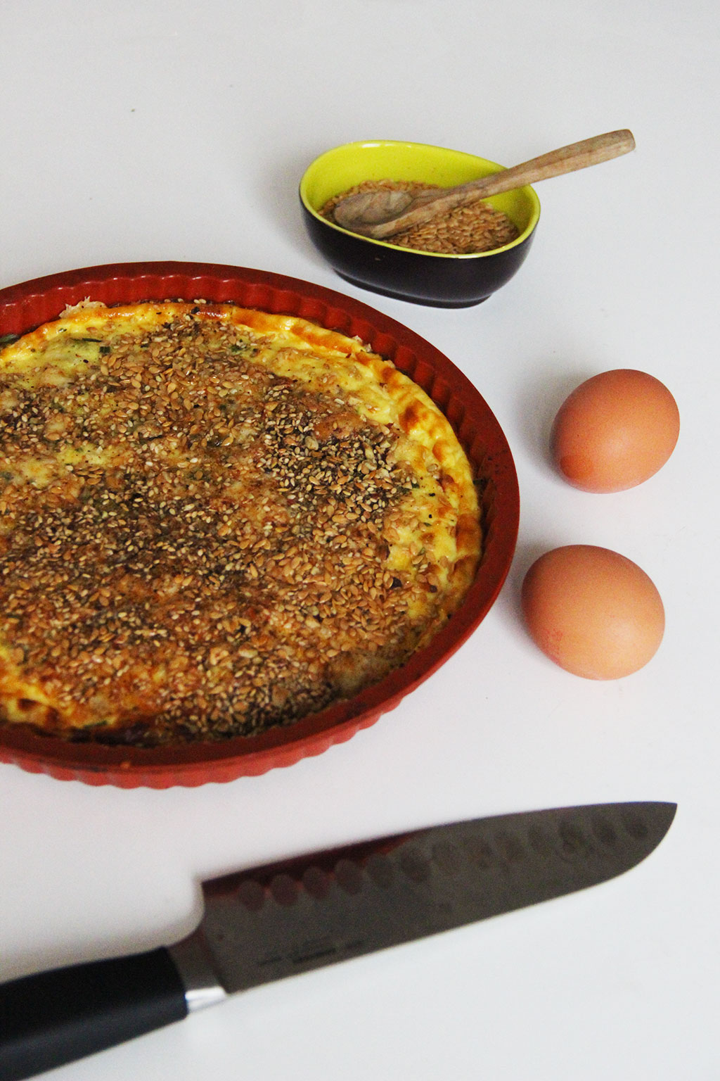 Quiche sans pâte aux fèves mozzarella et dukkah