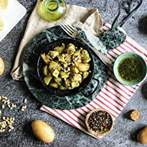 Salade tiède de pommes de terre et courgettes rôties