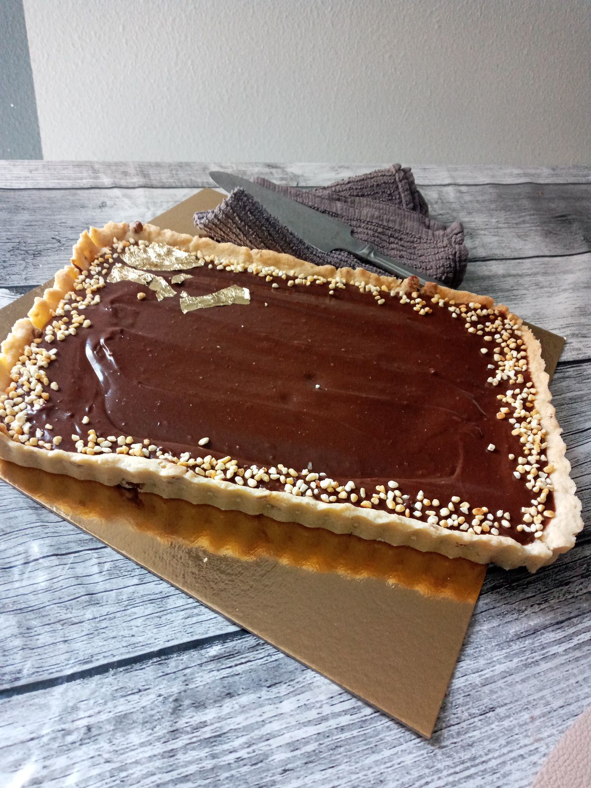 Tarte sablée au noix chocolat crème de châtaigne