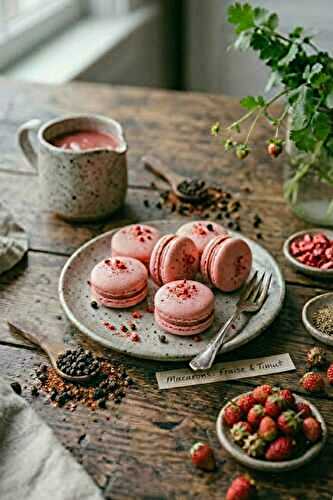 Macarons à la fraise et poivre timut