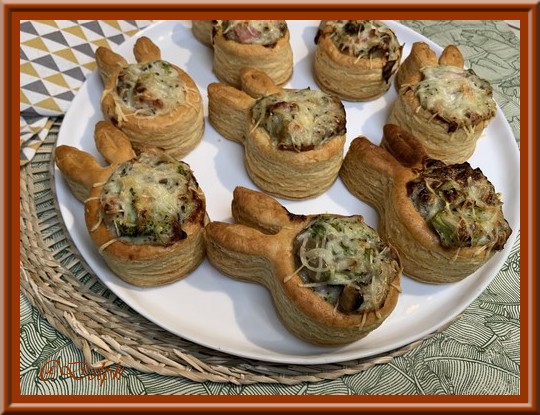 Bouchée feuilletée aux champignons, brocoli et jambon