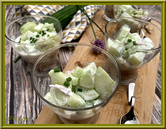 Verrines de rillettes de thon et concombre au skyr