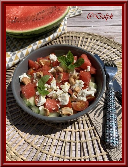 Salade de pastèque, tomate, concombre