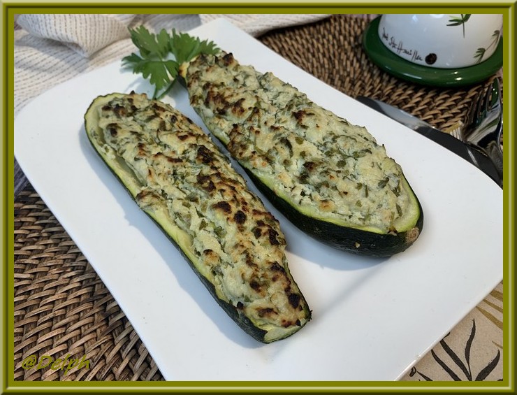 Courgettes farcies au poulet et chèvre