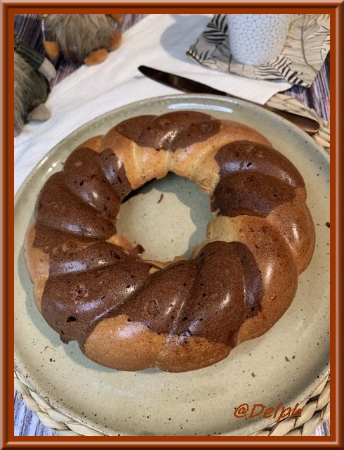 Couronne marbré au chocolat et amande