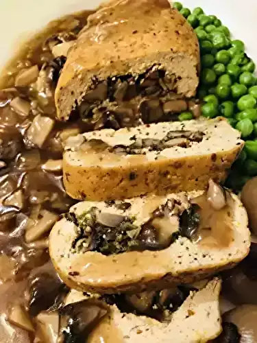 Rôti de tofu et sa sauce aux champignons (vegan)