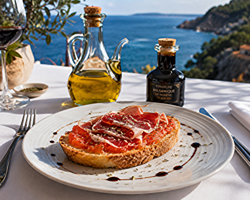 Recette de la tartine méditerranéenne au jambon cru et tomate & ail & huile d'olive
