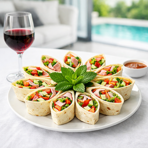 Recette des wraps frais au fromage, jambon et légumes