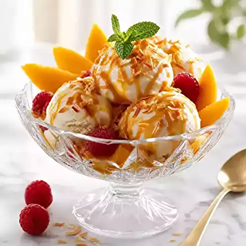 Coupelle Elégante de Glace Caramel et Fruits Frais