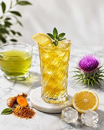 🍋Boisson bien‑être au thé vert, chardon marie, miel et curcuma