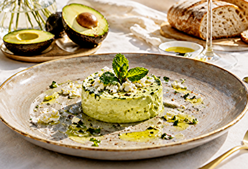 Mousse d’avocat à la menthe et feta,