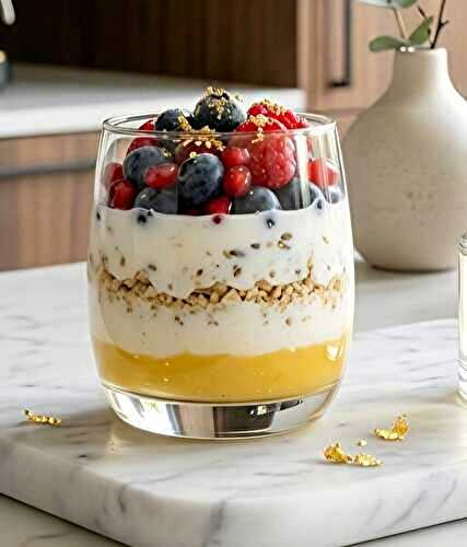 Verrine Matinale saine et gourmande aux Fruits Rouges, yaourt, muesli et complément alimentaire