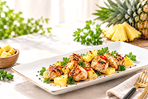 Sucré/salé - Poulet grillé à l'ananas caramélisé avec de la bromélaïne