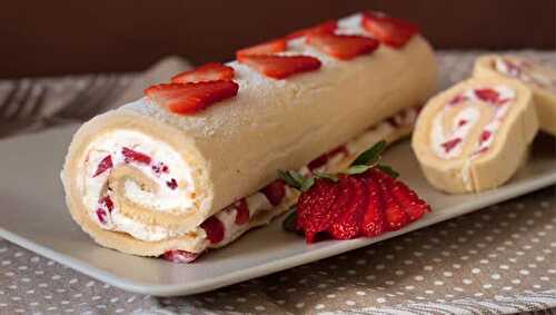 Biscuit roulé aux fraises avec Thermomix