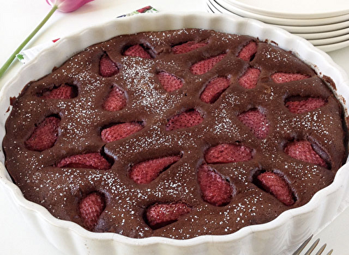 Clafoutis au Chocolat et Fraises