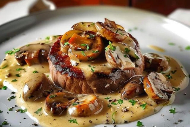 Filet Mignon au Boursin et Champignons