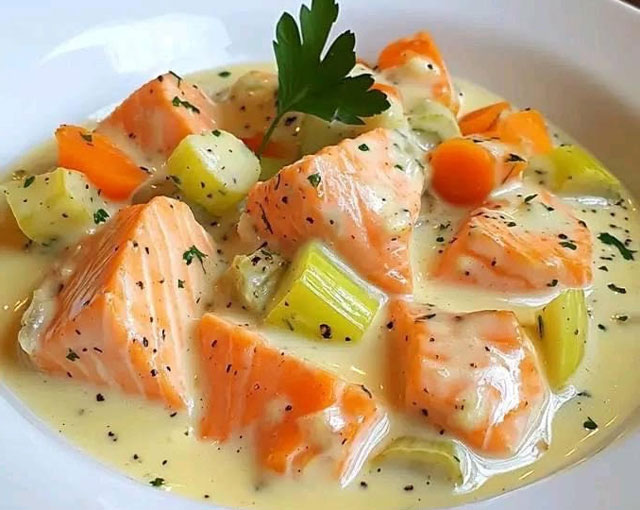 Blanquette de Saumon Poireaux et Carottes WW