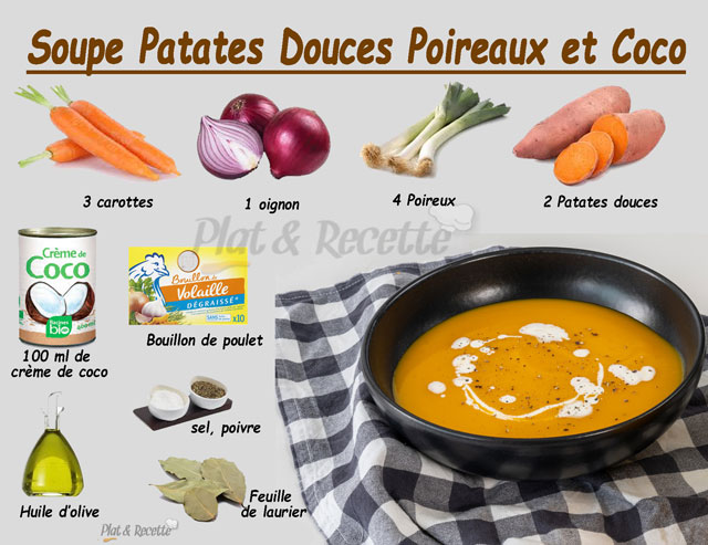 Soupe Patates Douces Poireaux et Coco