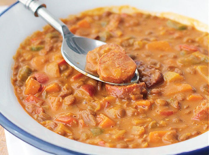 Lentilles au Chorizo et Petits Légumes