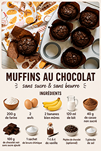 Muffins au Chocolat Sans Sucre et Sans Beurre