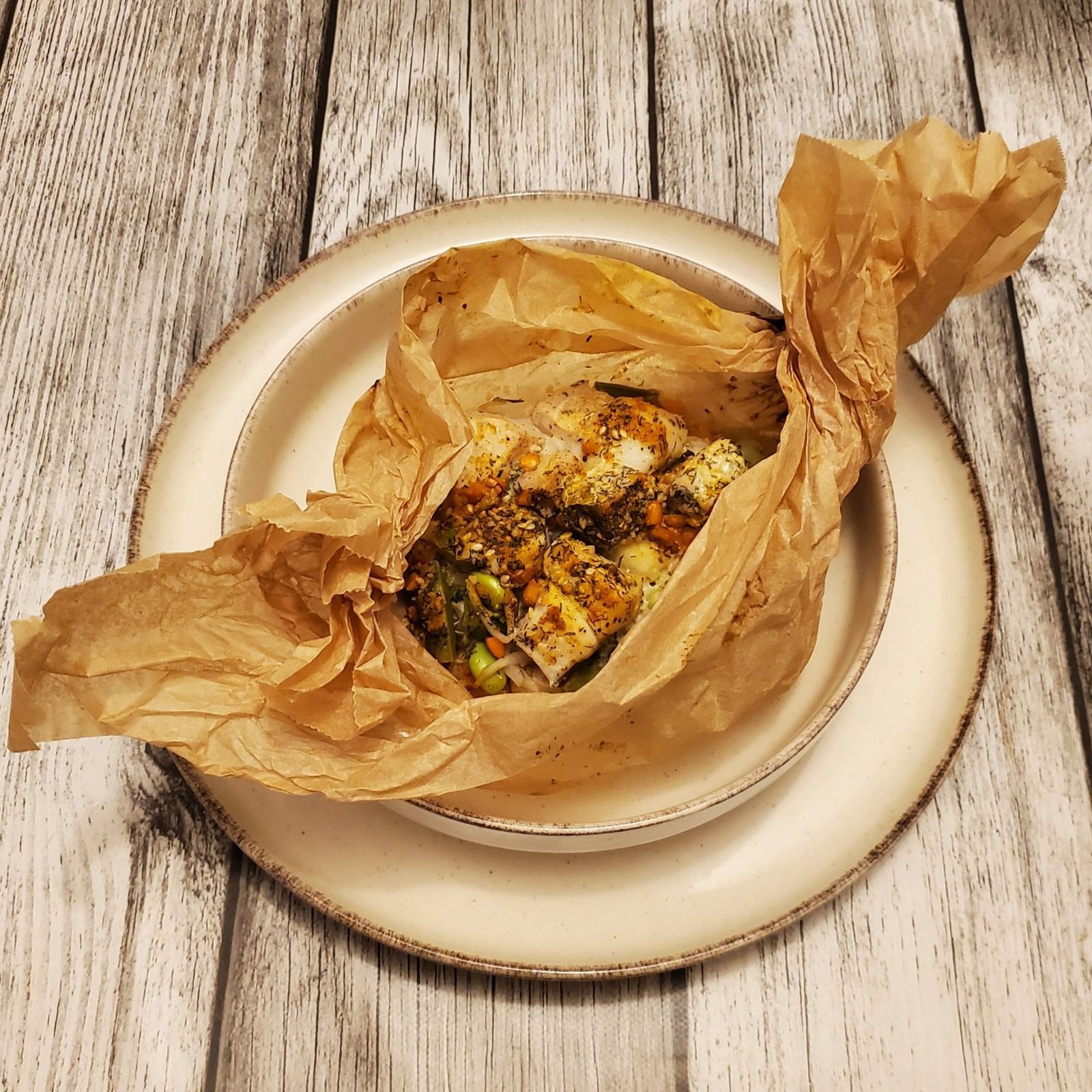 Papillote de la mer aux petits légumes