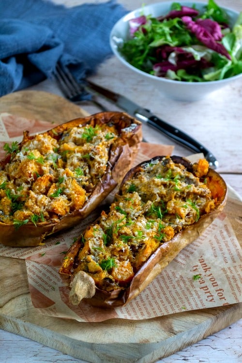 Butternut farcie aux champignons