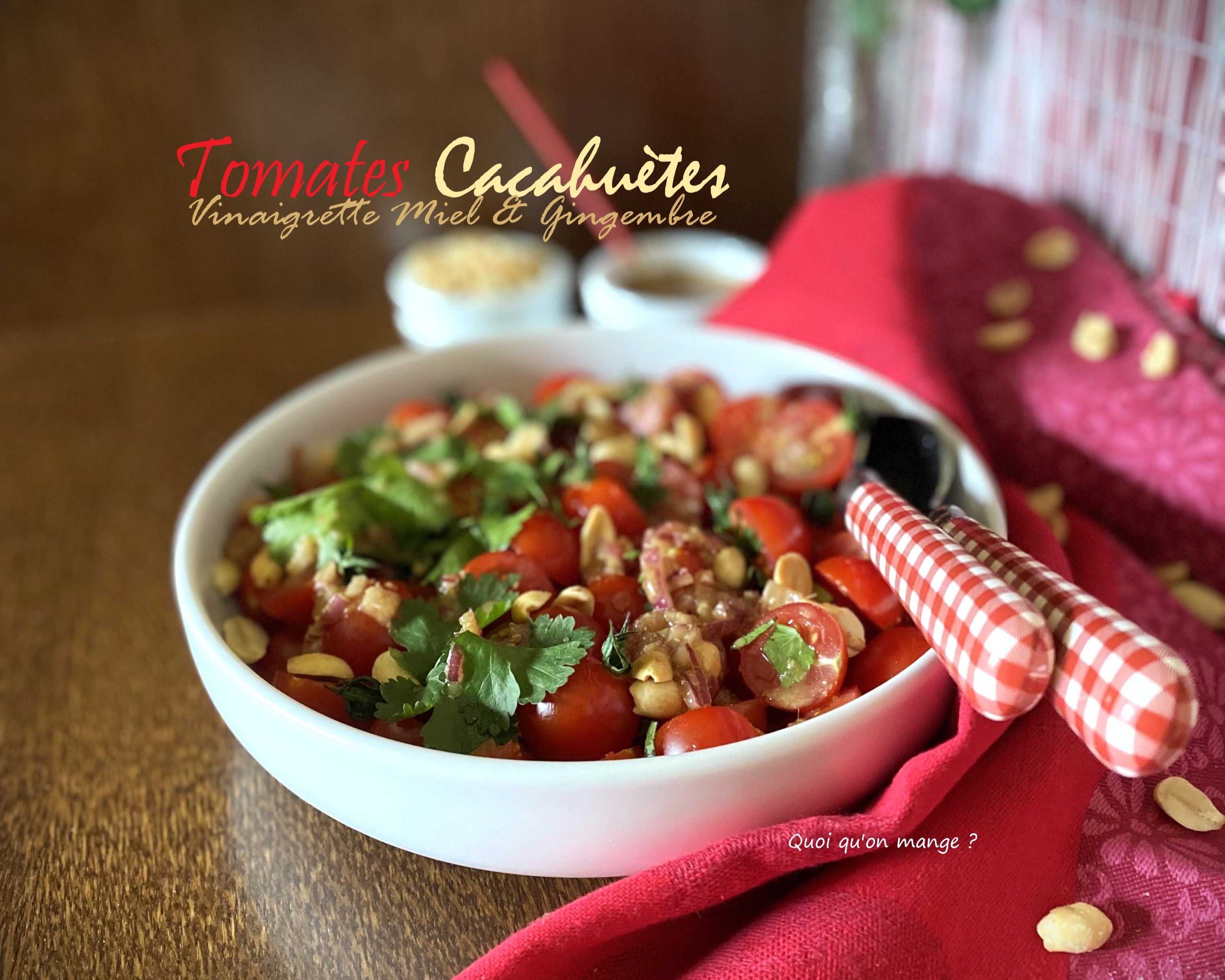 Salade de tomates & cacahuètes – Vinaigrette au miel & gingembre {presque comme Sabrina Ghayour}